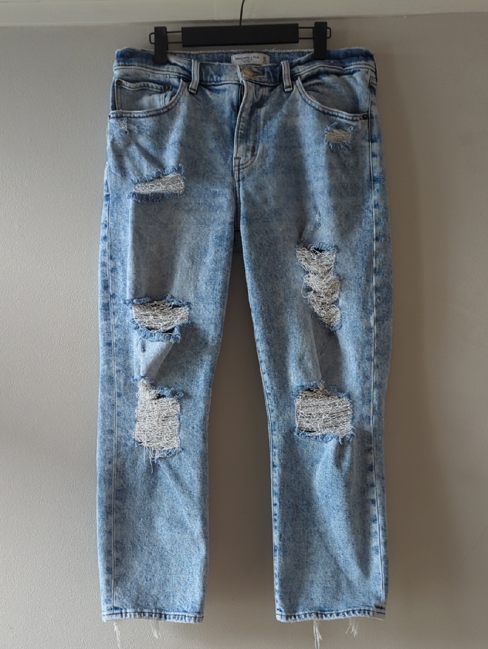 Abercrombie & Fitch Light Blue Distressed Boyfriend Jeans